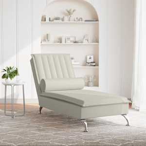 vidaXL Sof&aacute; div&aacute;n de masaje con coj&iacute;n de terciopelo crema