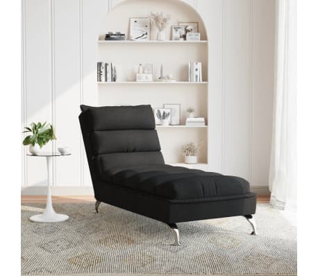 vidaXL Chaiselongue mit Kissen Schwarz Stoff