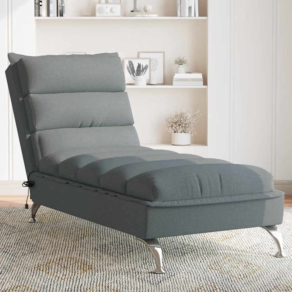 vidaXL Massage-Chaiselongue mit Kissen Dunkelgrau Stoff