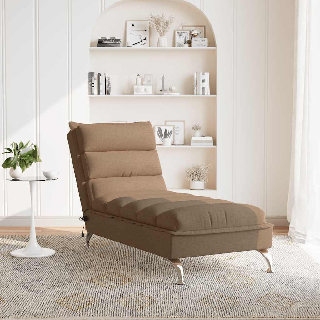Thumbnail - vidaXL Massage-Chaiselongue mit Kissen Braun Stoff