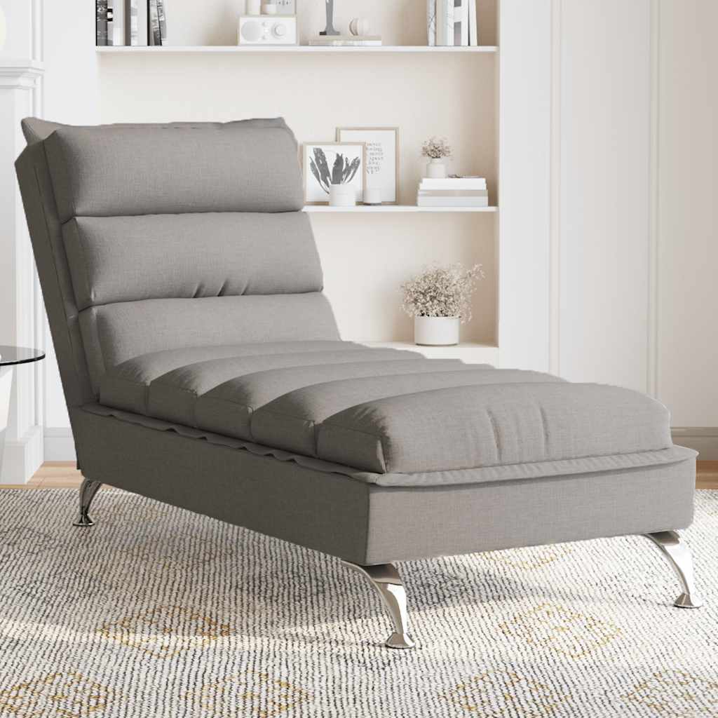 vidaXL Massage-Chaiselongue mit Kissen Taupe Stoff