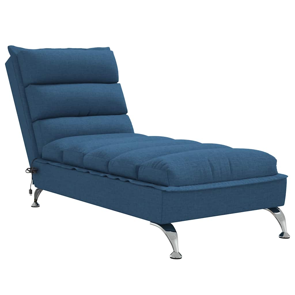 VidaXL Massage Chaise Lounge With Cushions Blue Fabric