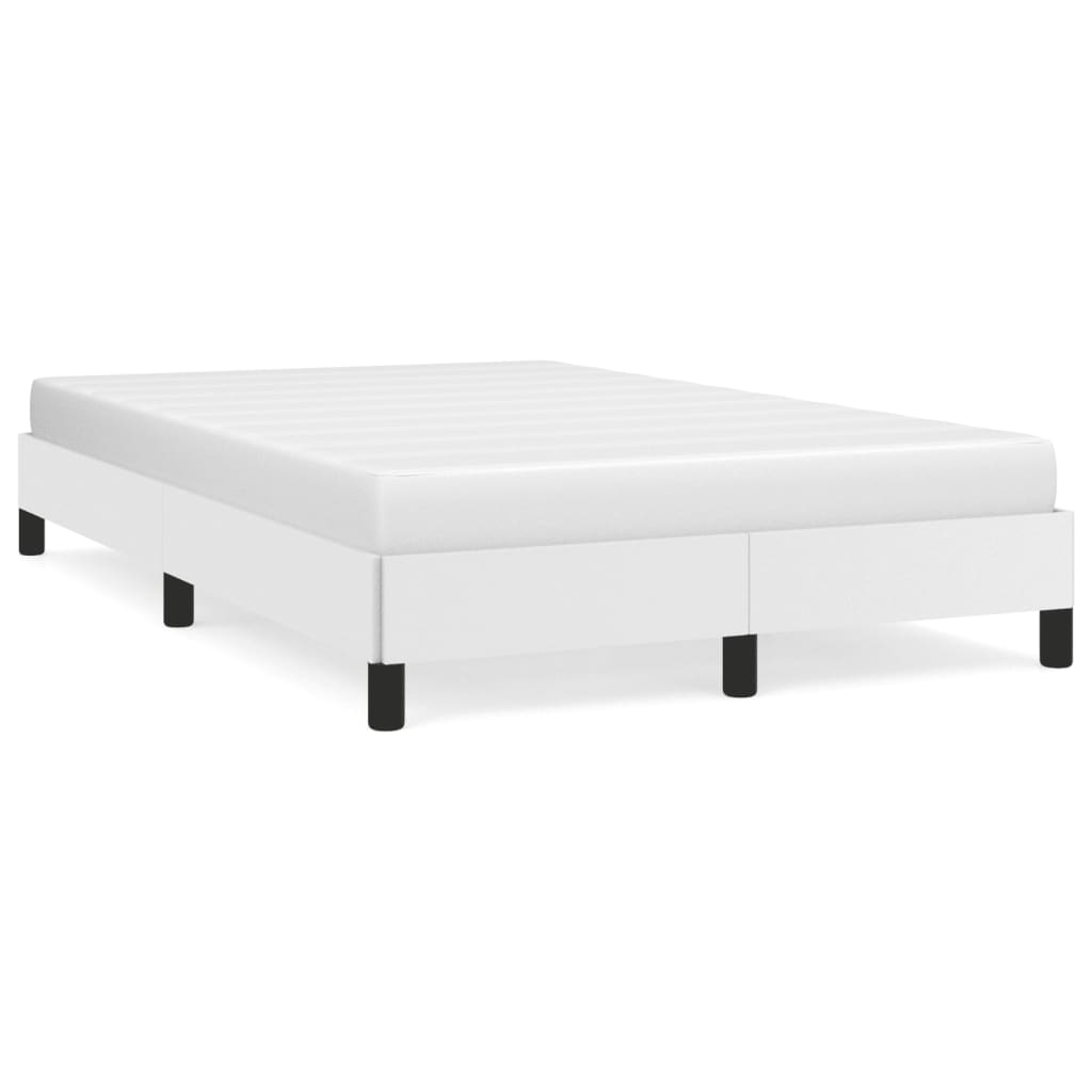 vidaXL Cadru de pat, alb, 120x190 cm, piele ecologică