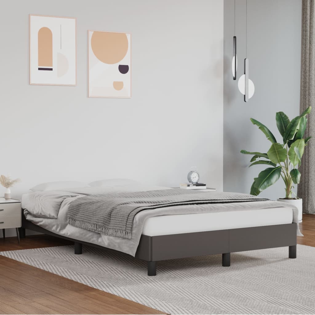 vidaXL sengeramme uden madras 120x190 cm kunstlæder enkeltseng grå