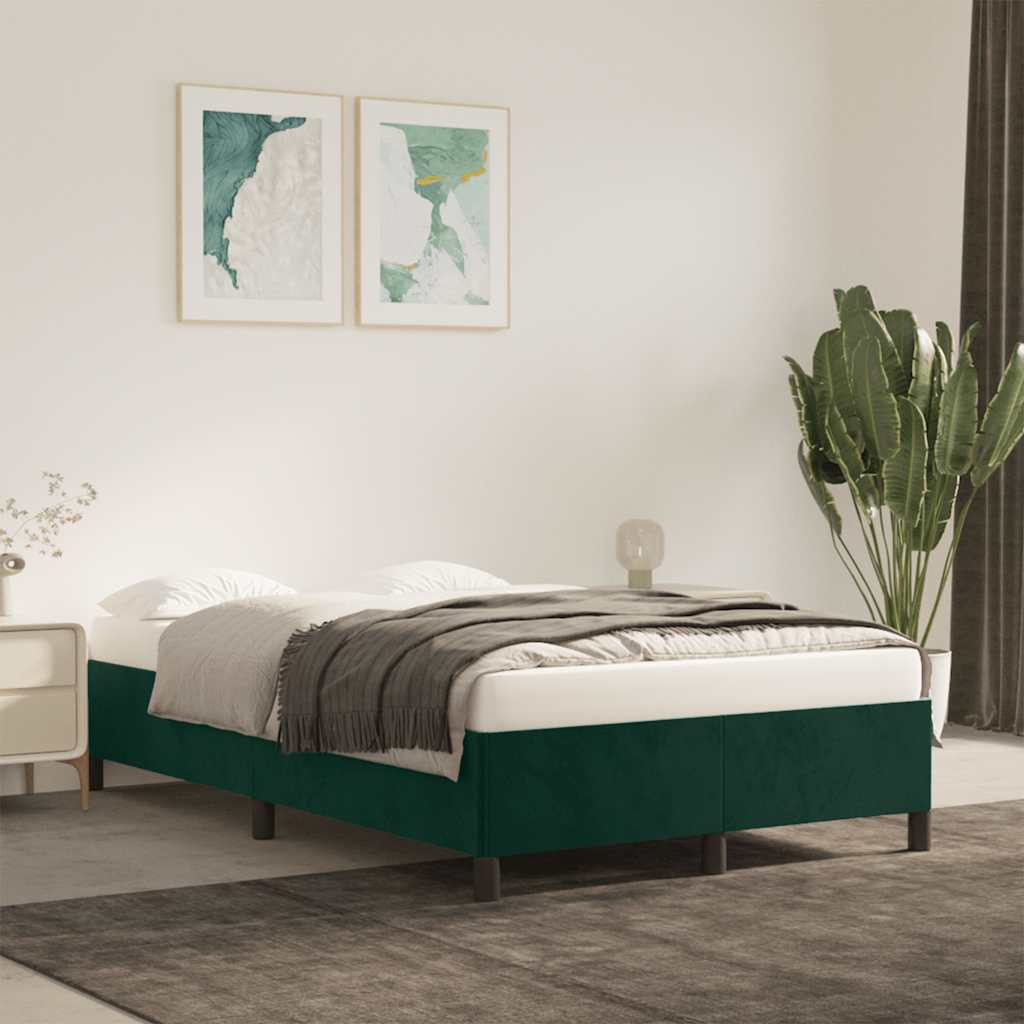 Sengeramme Uden Madras Fløjl Mørkegrøn - 35 cm / 120 x 190 cm