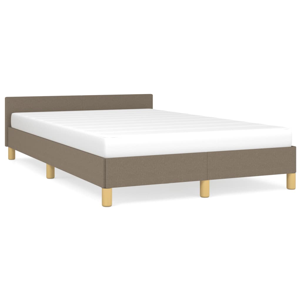 vidaXL Cadru de pat cu tăblie, gri taupe, 120x190 cm, material textil