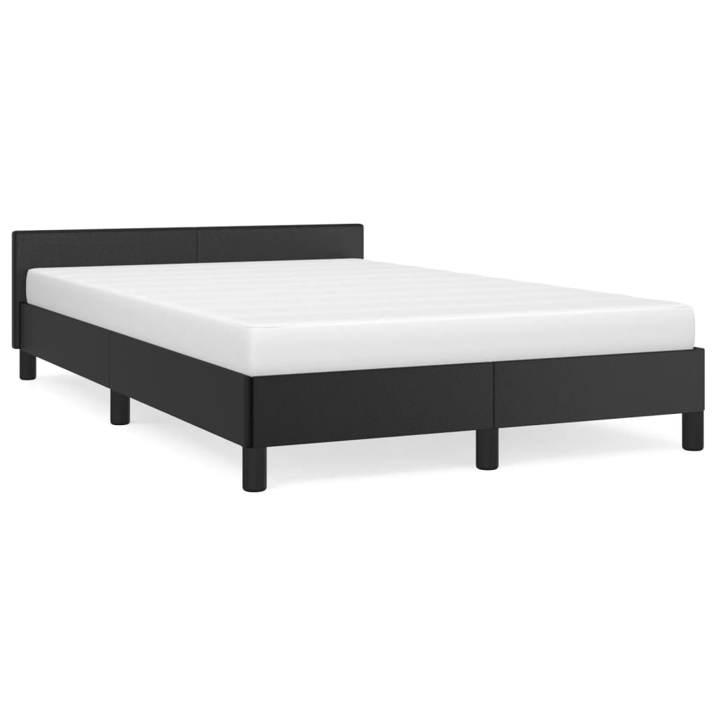 vidaXL Cadru de pat cu tăblie, negru, 120x190 cm, piele ecologică