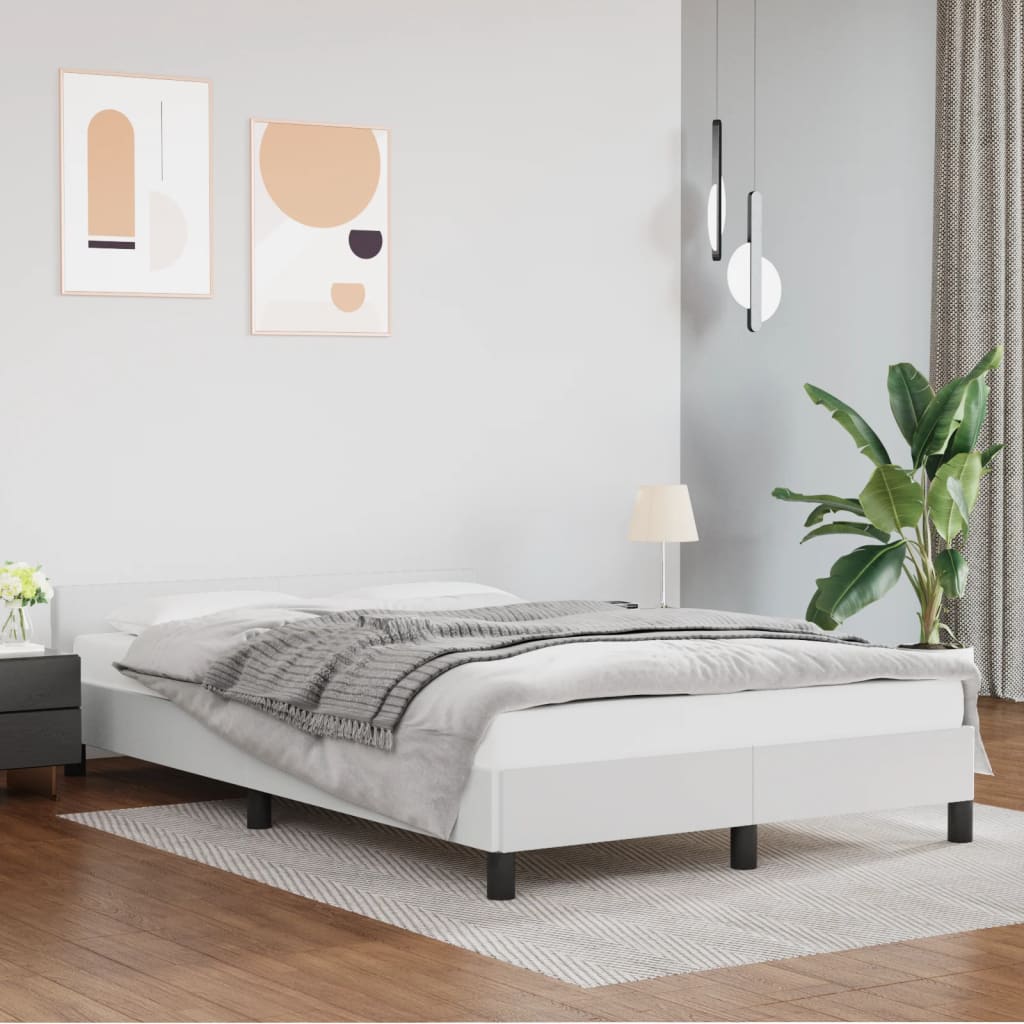 vidaXL Cadru de pat fără saltea alb 120x190 cm piele artificială