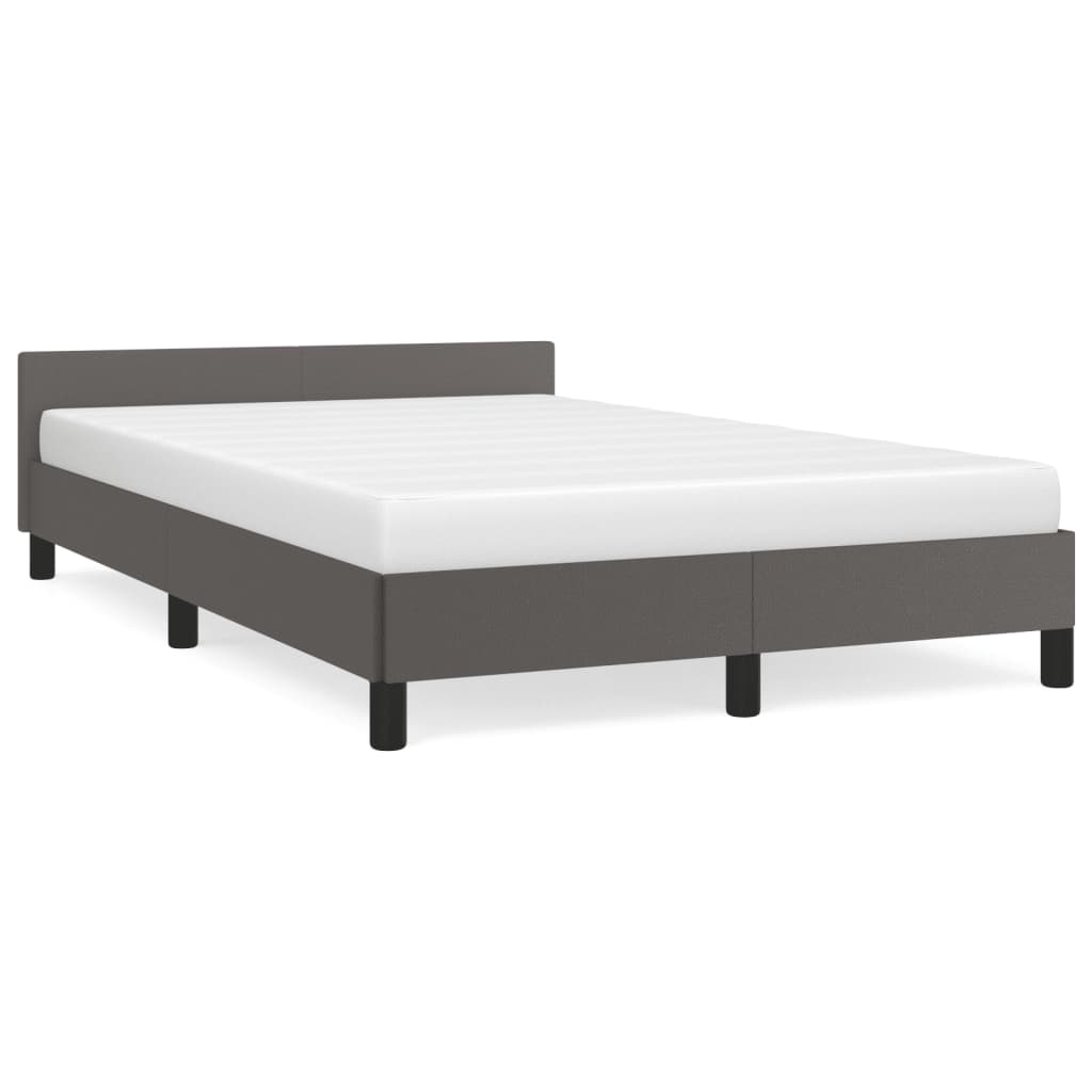 vidaXL Cadru de pat cu tăblie, gri, 120x190 cm, piele ecologică
