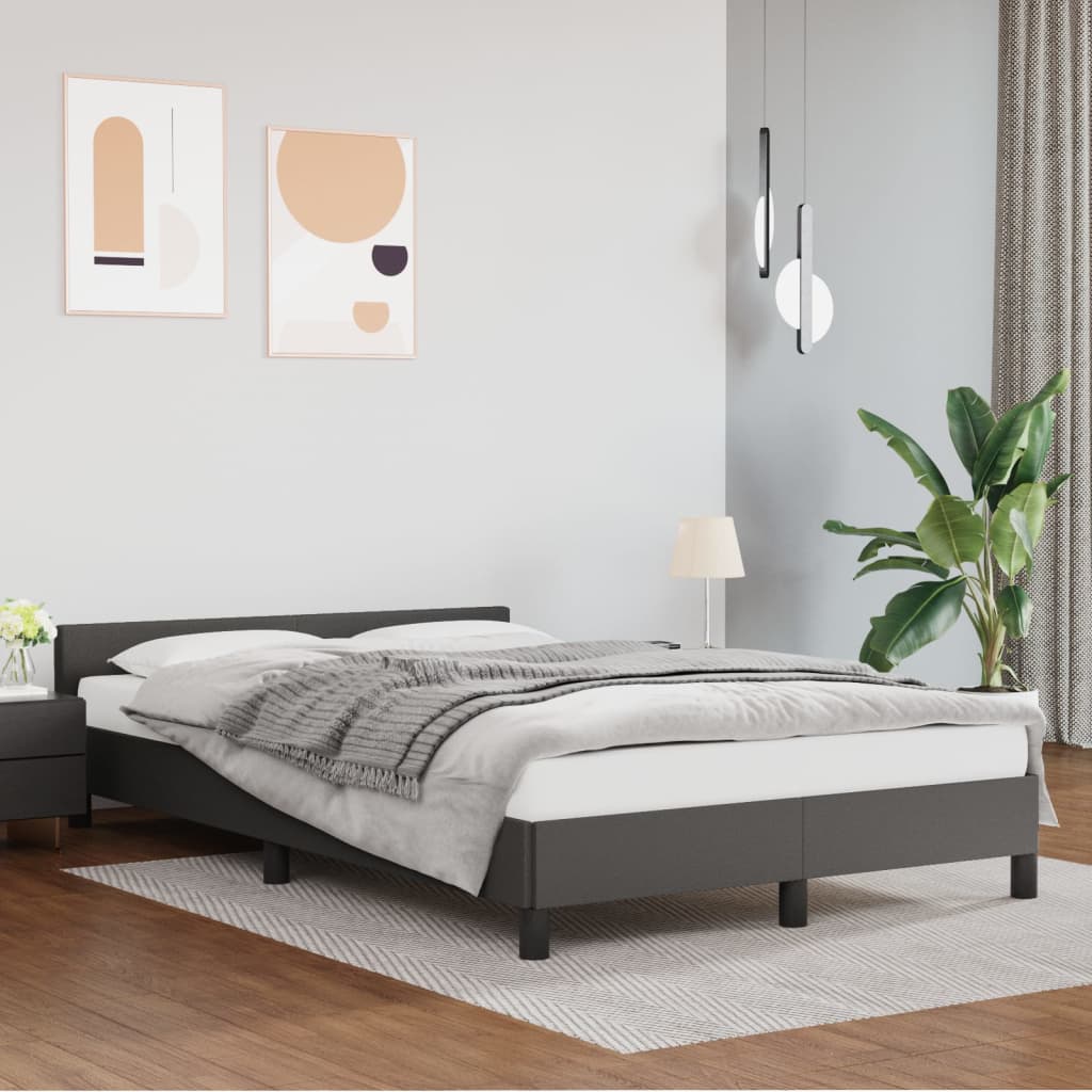 vidaXL sengeramme uden madras 120x190 cm kunstlæder enkeltseng grå