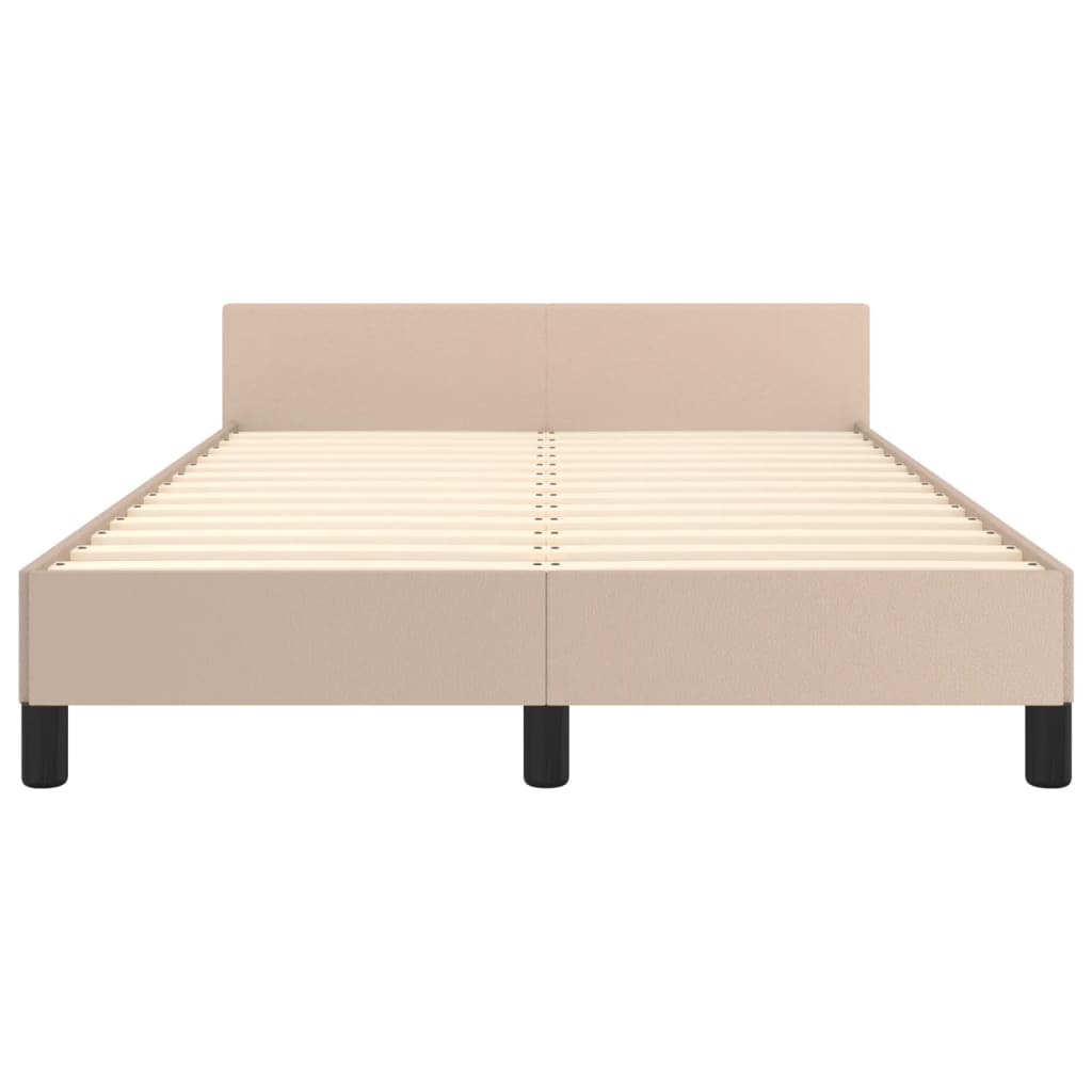 vidaXL Bedframe zonder matras 120x190 cm kunstleer cappuccinokleurig bruin, foto 4