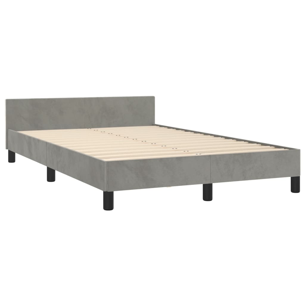 vidaXL Bedframe zonder matras 120x190 cm fluweel lichtgrijs afbeelding