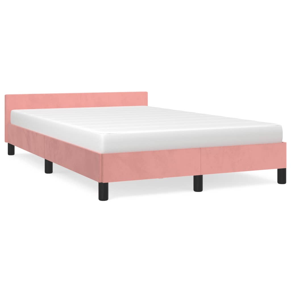 vidaXL Cadru de pat cu tăblie, roz, 120x190 cm, catifea