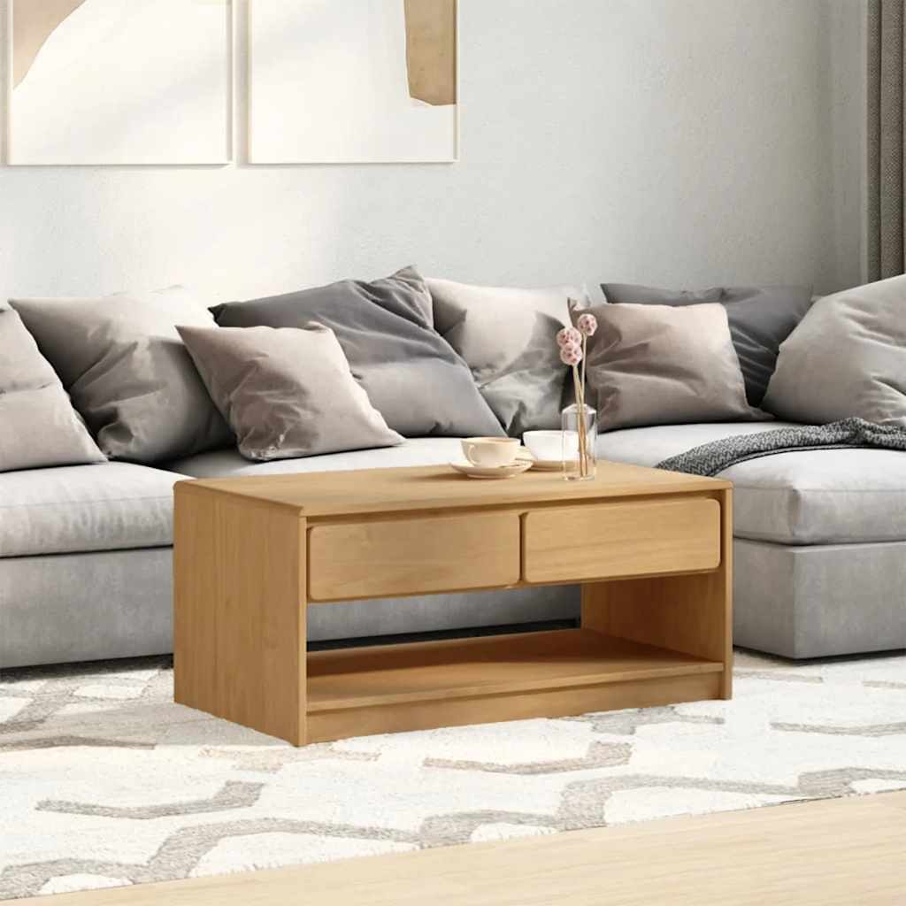 vidaXL Couchtisch SAUDA Eiche-Optik 99x55x45 cm Massivholz Kiefer