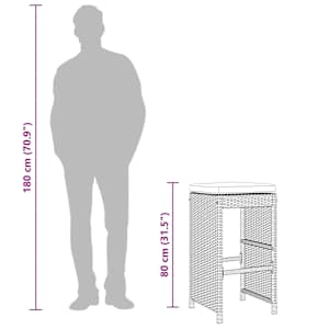 Zahradní barové židle s poduškami 6 ks černé polyratan - obrázek 9
