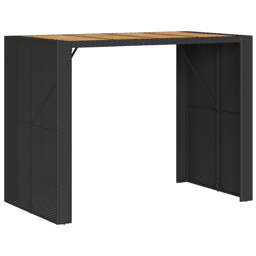 vidaXL Zahradní barový stůl s akáciovou deskou černý 145 x 80 x 110 cm