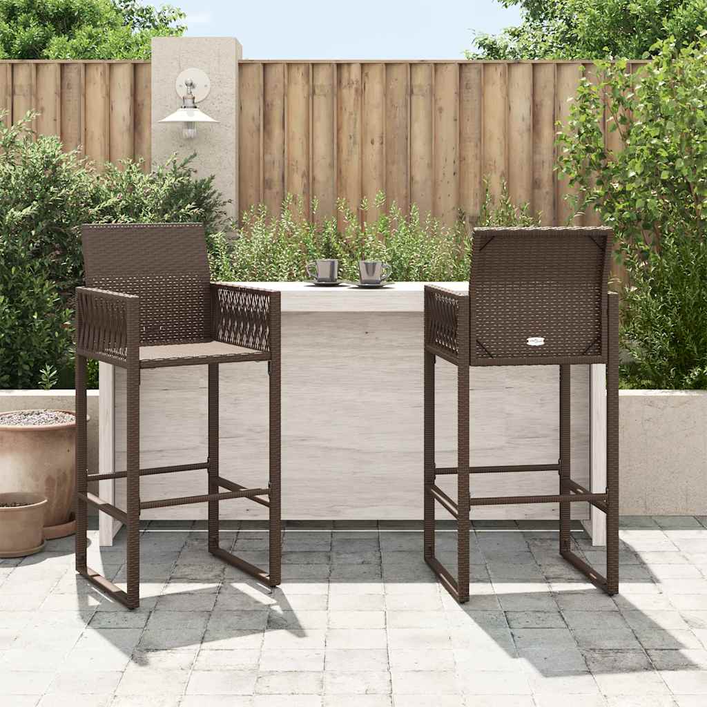 Thumbnail - vidaXL Garten-Barhocker 2 Stk. Braun Poly Rattan