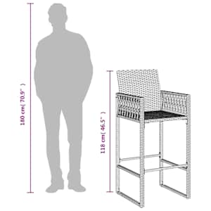 Zahradní barové židle 2 ks hnědé polyratan - obrázek 10