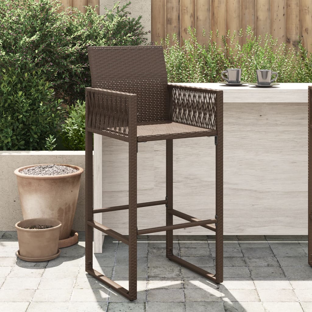 vidaXL Garten-Barhocker 2 Stk. Braun Poly Rattan