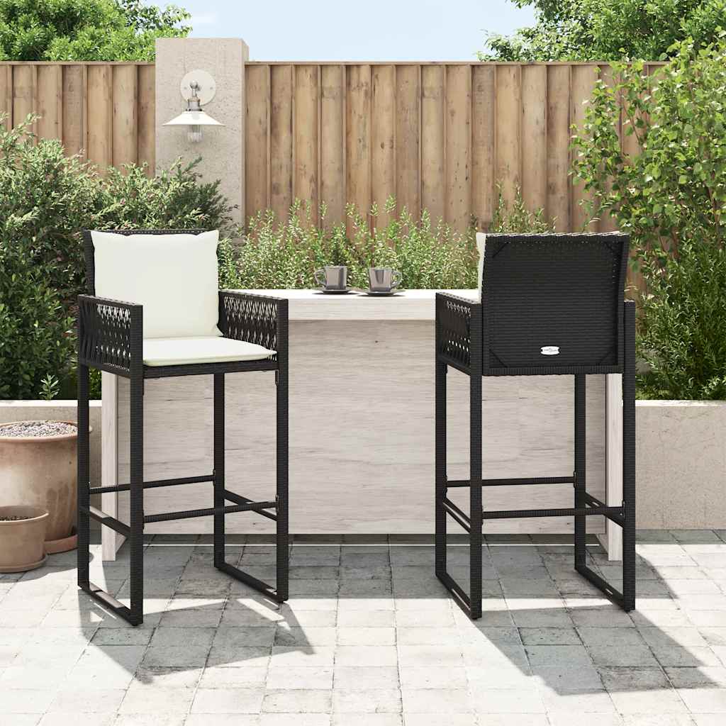 Patio Bar Stools Armchair Outdoor Garden Furniture 2 Pcs Poly Rattan vidaXL - Picture 9 of 39