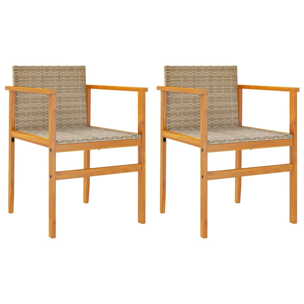 Thumbnail - vidaXL Gartenstühle 2 Stk. Beige Poly Rattan und Massivholz