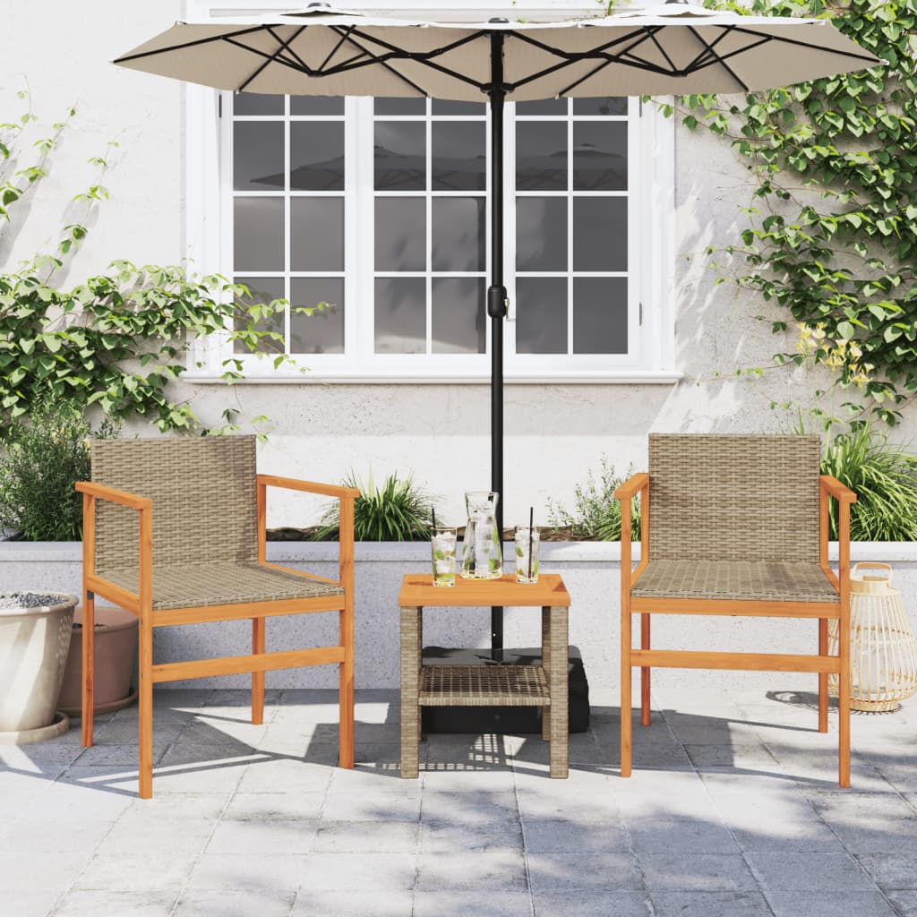 Thumbnail - vidaXL Gartenstühle 2 Stk. Beige Poly Rattan und Massivholz