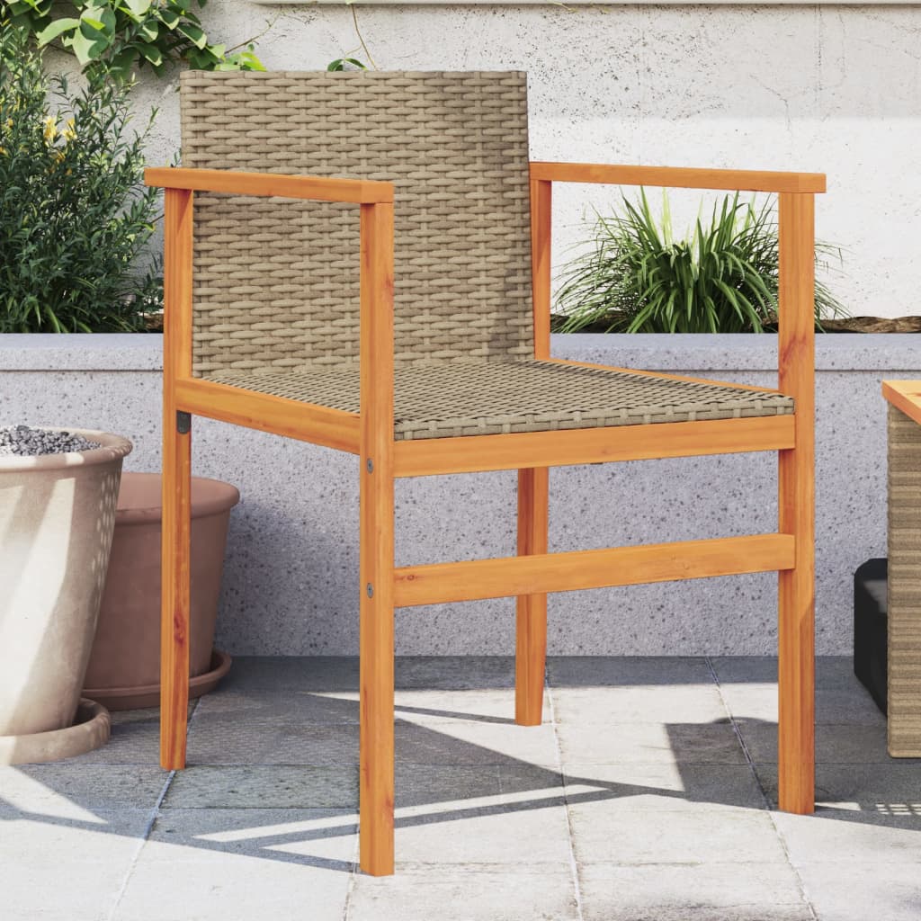 Zahradní židle 2 ks béžové polyratan a masivní dřevo