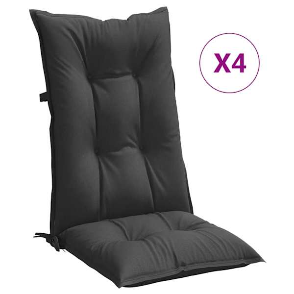 vidaXL k&otilde;rge seljatoega toolipadjad 4 tk, antratsiithall, 120x50x7 cm