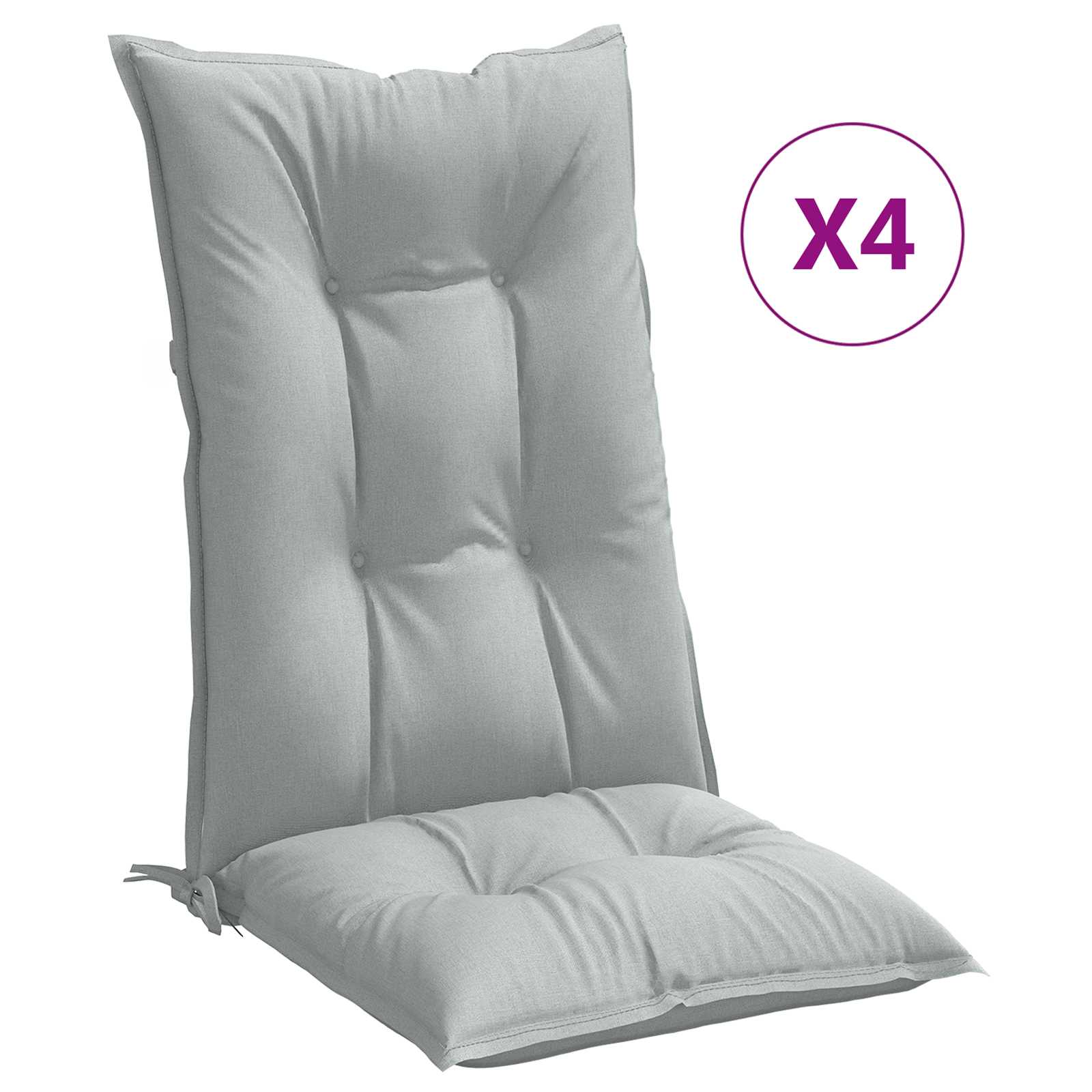 vidaXL Stoelkussens 4 st hoge rug 120x50x7 cm stof lichtgrijs grijs, foto 4