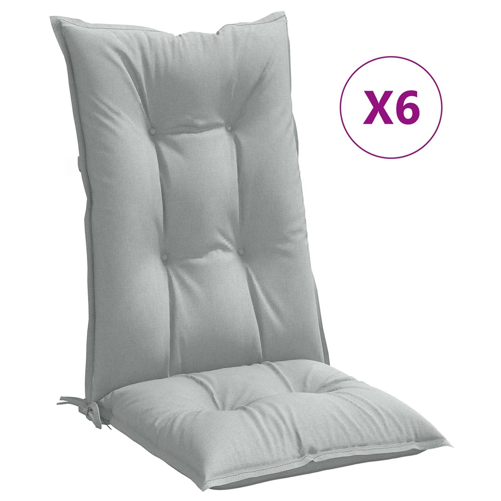 vidaXL Stoelkussens 6 st hoge rug 120x50x7 cm stof lichtgrijs grijs, foto 4
