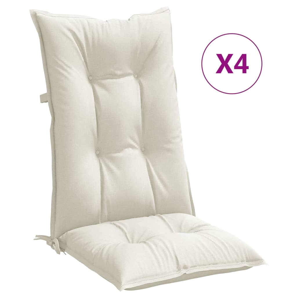 vidaXL Vankúše na stoličky 4 ks krémová melanž 120x50x7 cm látka