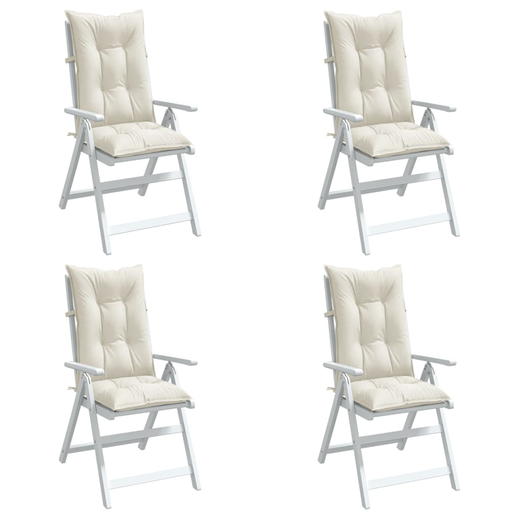 vidaXL Perne scaun spătar înalt, 4 buc. melanj crem 120x50x7 cm textil