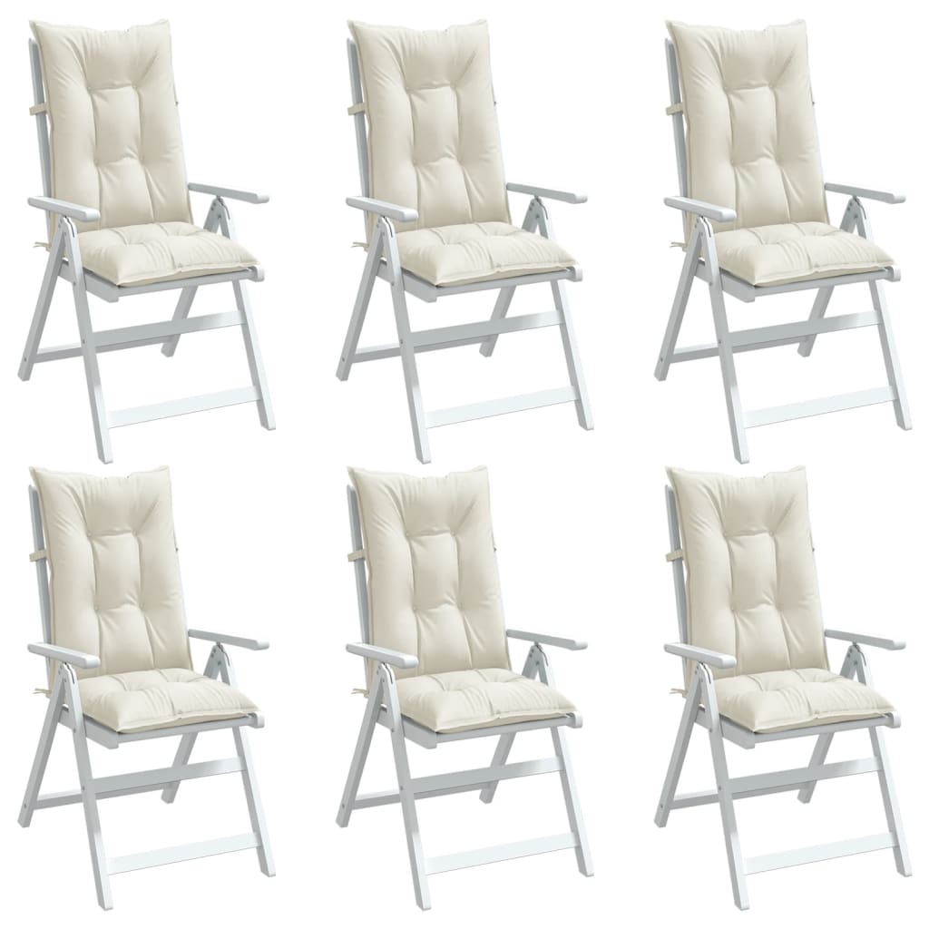 vidaXL Perne scaun spătar înalt, 6 buc. melanj crem 120x50x7 cm textil