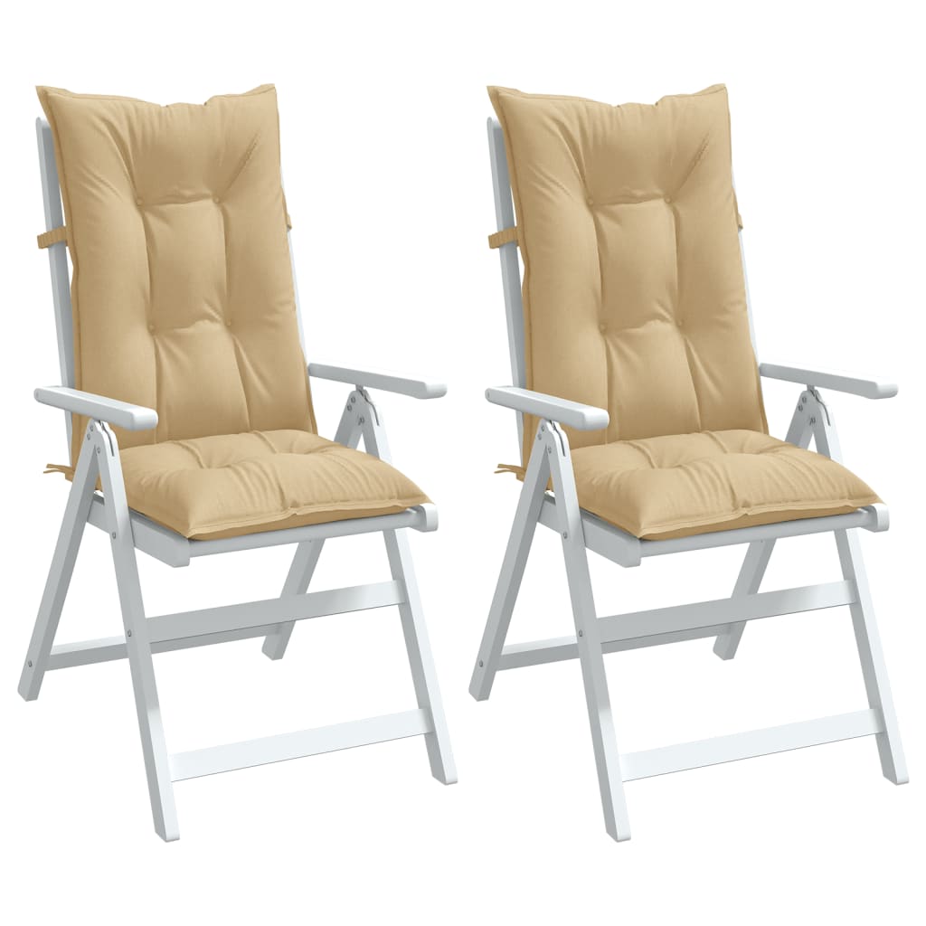 vidaXL Perne scaun cu spătar înalt 2 buc. melanj bej 120x50x7cm textil
