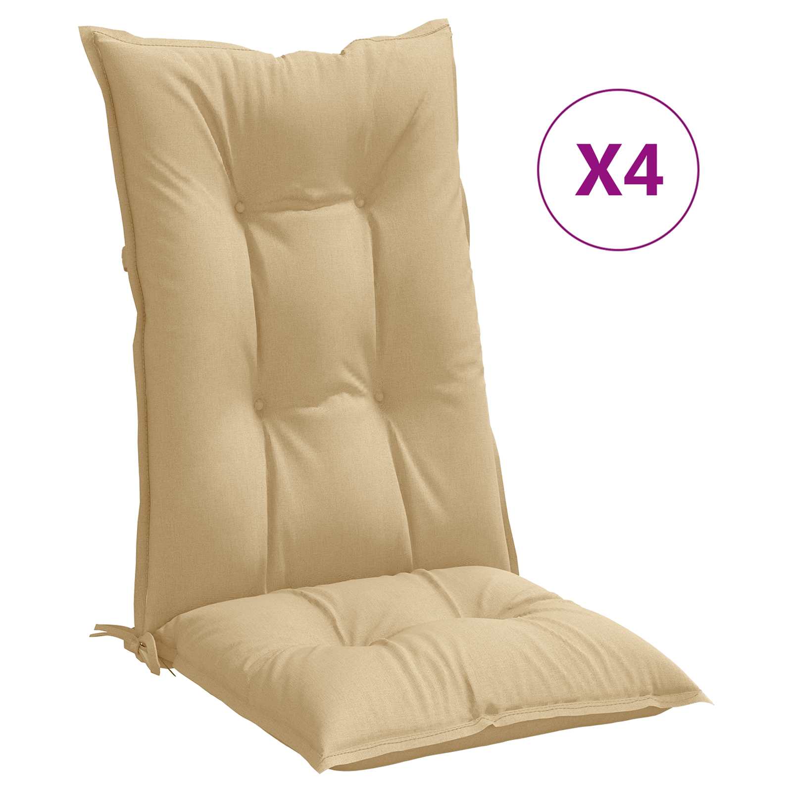 vidaXL Stoelkussens 4 st hoge rug 120x50x7 cm stof gemêleerd beige, foto 4