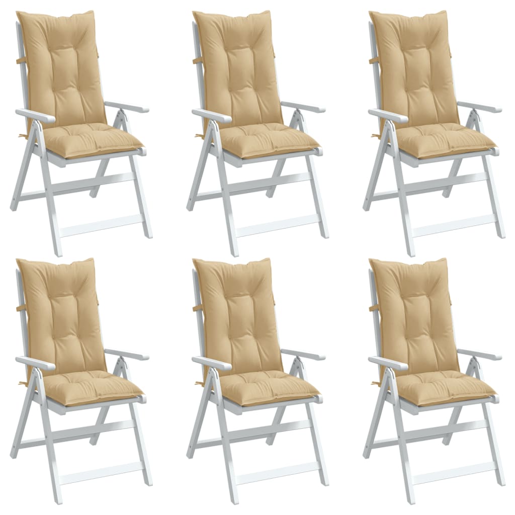 vidaXL Perne scaun cu spătar înalt 6 buc. melanj bej 120x50x7cm textil