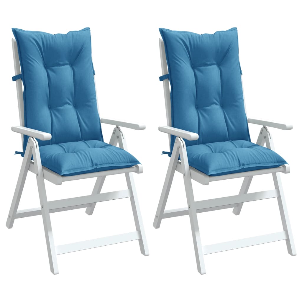 vidaXL Perne scaun spătar înalt 2buc melanj albastru 120x50x7cm textil