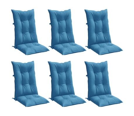vidaXL Almofadões para cadeiras altas 6 pcs mesclado tecido azul