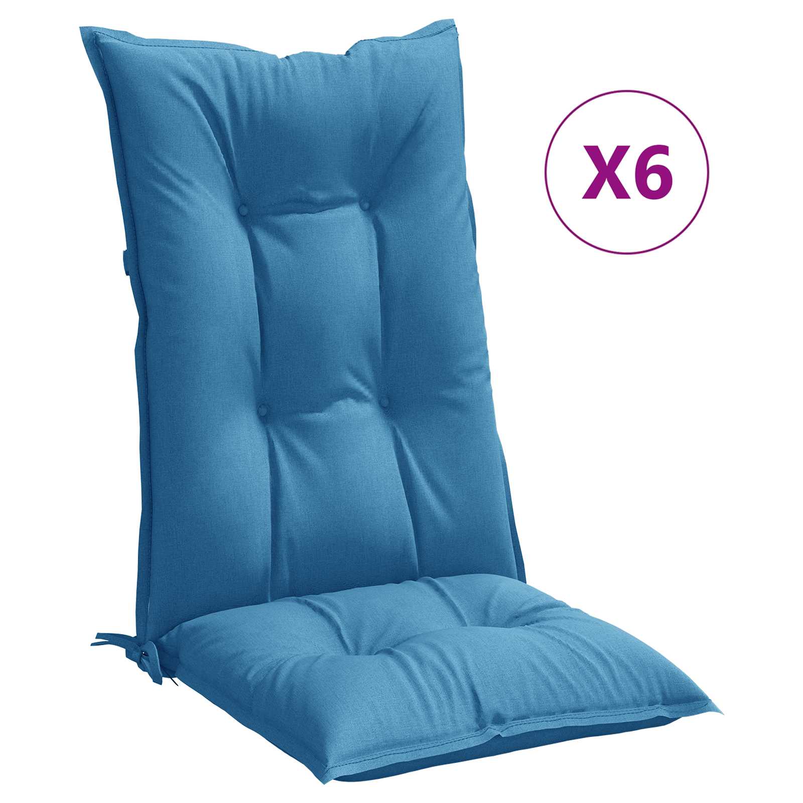vidaXL Stoelkussens 6 st hoge rug 120x50x7 cm stof gemêleerd blauw, foto 4