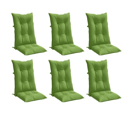 vidaXL Perne scaun spătar &icirc;nalt 6 buc. melanj verde 120x50x7 cm textil