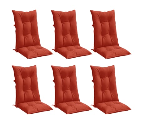 vidaXL Highback Chair Cushions 6 pcs Melange Red 120x50x7 cm Fabric