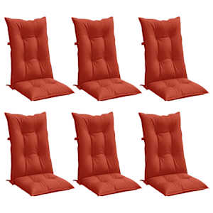 vidaXL Highback Chair Cushions 6 pcs Melange Red 120x50x7 cm Fabric