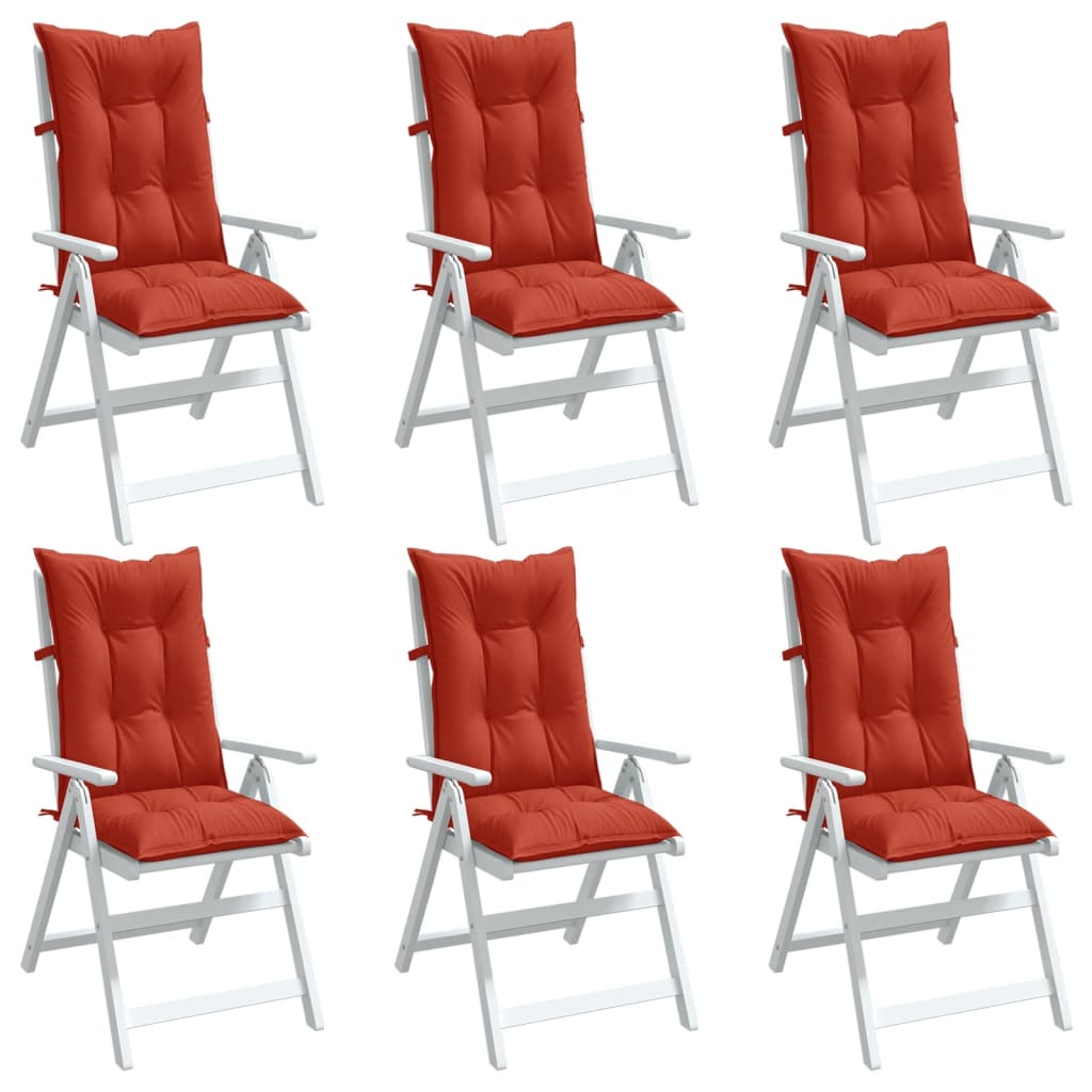 vidaXL Perne scaun spătar înalt, 6 buc. melanj roșu 120x50x7 cm textil