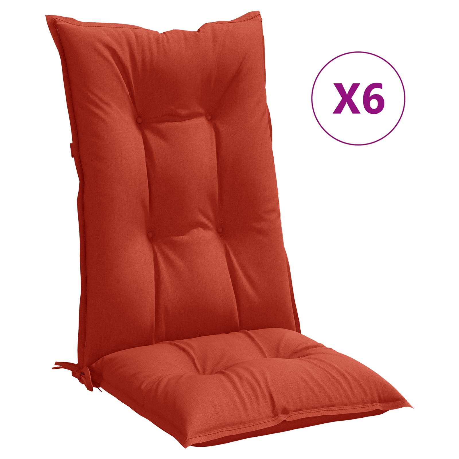 vidaXL Stoelkussens 6 st hoge rug 120x50x7 cm stof gemêleerd rood, foto 4