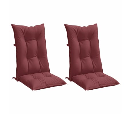 vidaXL Cojines para silla respaldo alto 2 uds tela rojo tinto melange