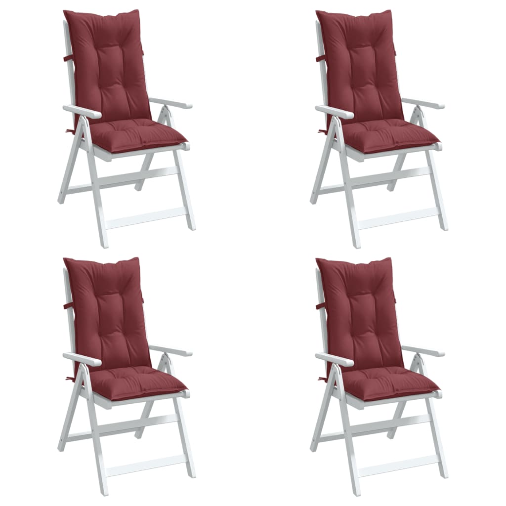 vidaXL Perne scaun cu spătar înalt, 4 buc. roșu vin 120x50x7 cm textil