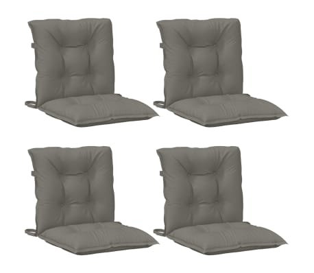 vidaXL Coussins de chaise &agrave; dossier bas lot de 4 gris fonc&eacute; m&eacute;lang&eacute;