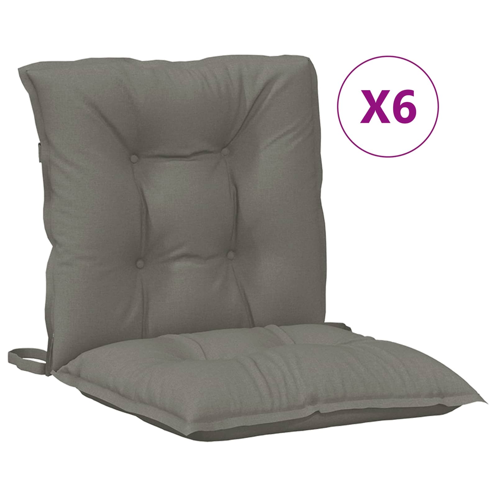 vidaXL Stoelkussens 6 st lage rug 100x50x7 cm stof donkergrijs grijs, foto 4