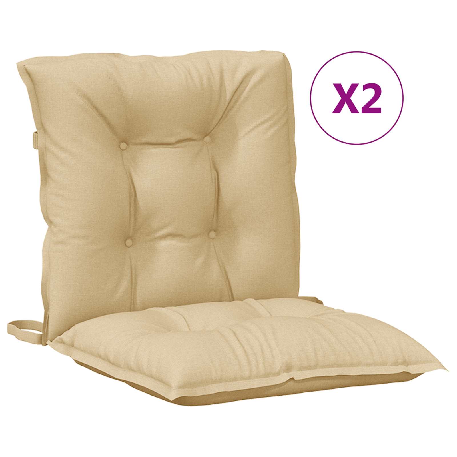 vidaXL Stoelkussens 2 st lage rug 100x50x7 cm stof gemêleerd beige, foto 4