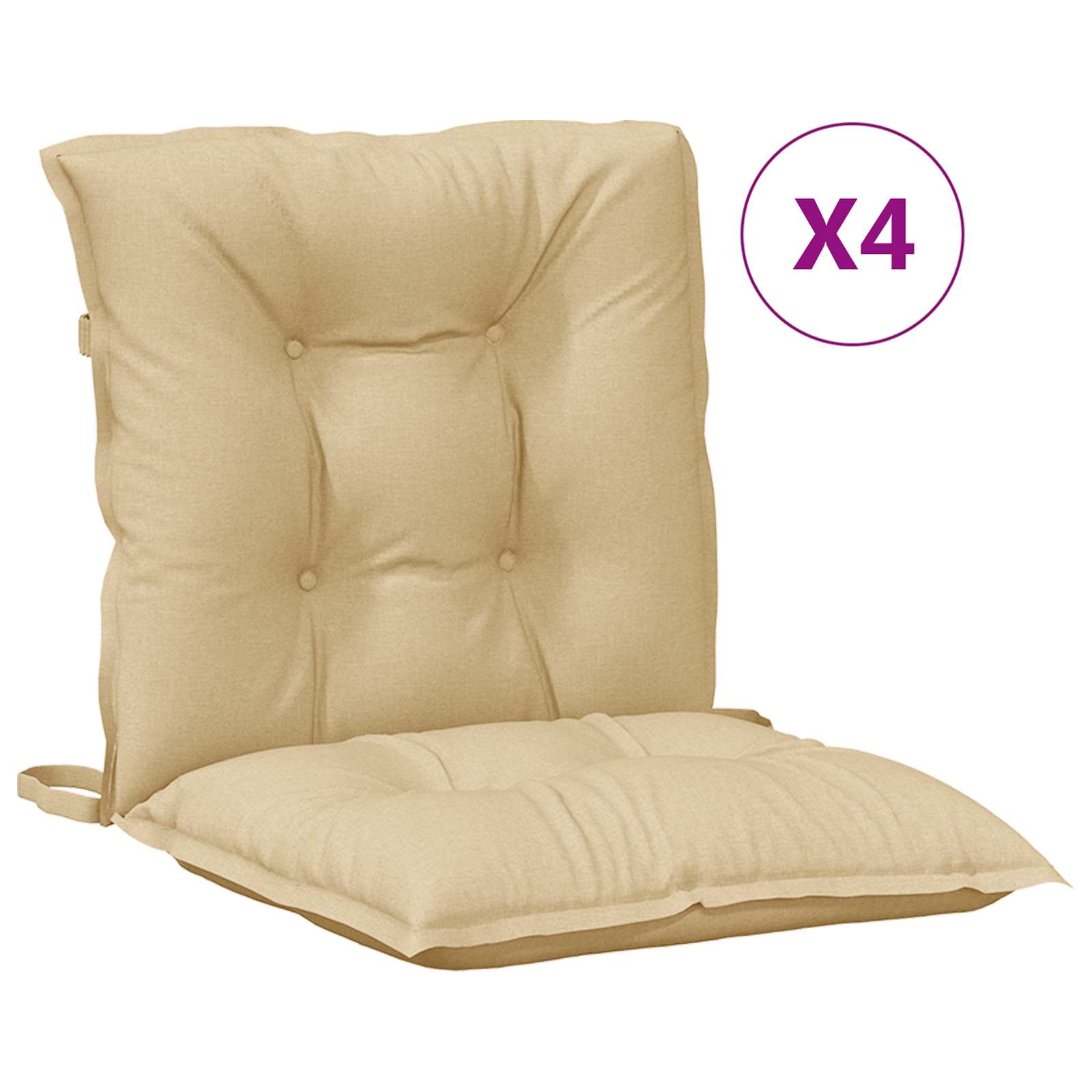 vidaXL Stoelkussens 4 st lage rug 100x50x7 cm stof gemêleerd beige, foto 4